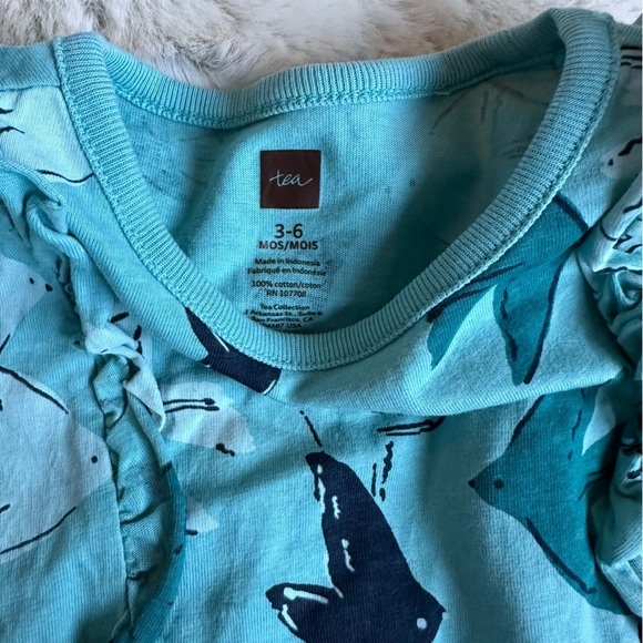 Tea Collection Blue Bird Ruffle Long Sleeve Top 3-6 months - Picture 5 of 5